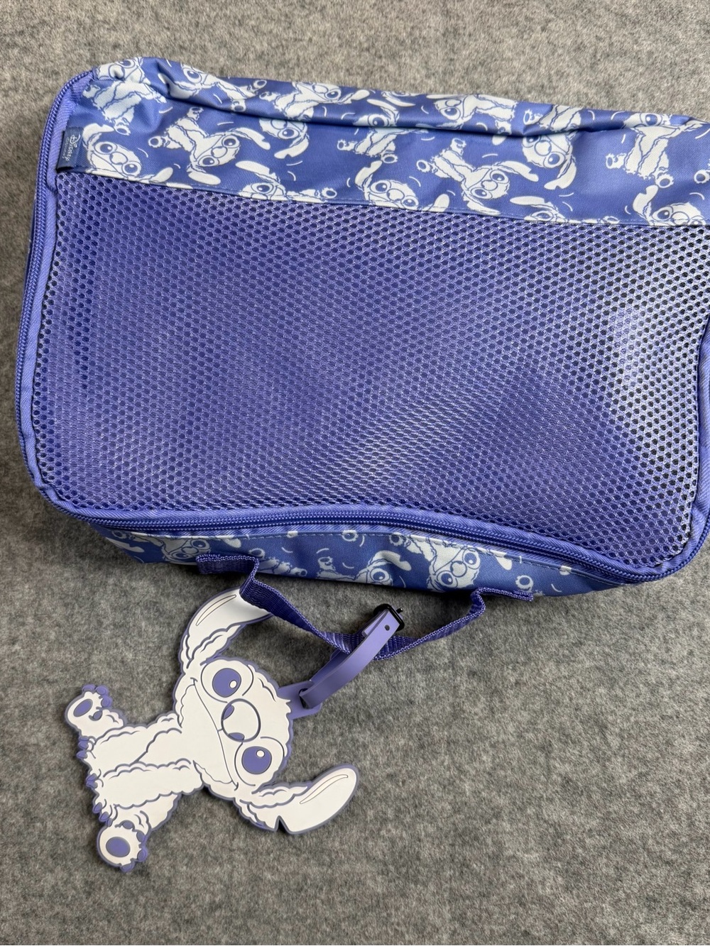 Disney Stitch Travel Packing Cube Mesh Luggage Organizer Bag Purple Blue Vtg